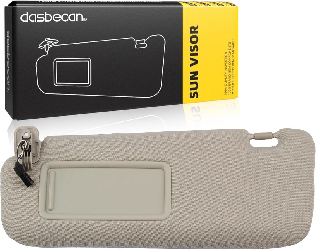 Dasbecan Left Driver Side Sun Visor Compatible with Mazda CX-9 2010-2015 Replaces# TDY1-69-320 Gray with Mirror and Vanity Light