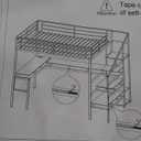 Linique Twin XL Size Gaming Loft Bed with L-Shaped Desk, LED and Charging Station, Metal Loft Bed with Wardrobe and Adjustable Shelf for Kids Teens Adults, Black