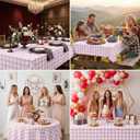 3 Pack Pink and White Checkered Tablecloth, 54 X 108Inch Plastic Red Gingham Table Cloth Waterproof Red Checkered Table Cover for Easter Mother's Day Wedding Birthday Anniversay Baby Bridal Shower