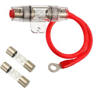 80A AGU Fuse Holder with 8 Gauge AWG 1ft Power Wire - 99.9% Oxygen-Free Copper