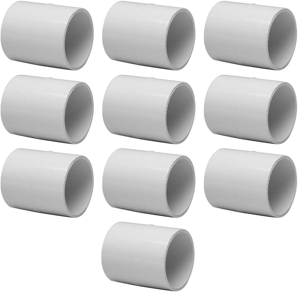 10PCS 3/4" PVC Pipe Fitting Coupling Connector Adapter Slip (Socket x Socket) Schedule 40 White Color
