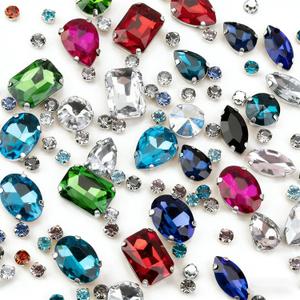 Sew On Rhinestones, Choupee 130PCS Sew On Glass Rhinestone Metal Back Prong Setting Sewing Claw Rhinestone Mixed Shapes for Costume, Clothes, Garments, Dress, Earring, Belt and Shoes