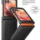 Foluu for Motorola Razr 2024/2025 Case, Leather + Hard PC Shell Ultra Thin Slim Durable Protective Phone Case Cover (Black)