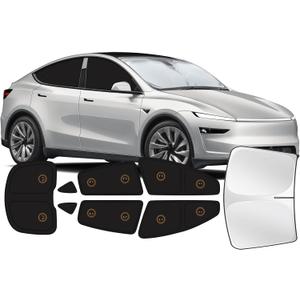 Fit for Tesla Model Y Juniper 2025 2026 Car Window Shades with Suction Cups (No Falling), 8pcs Privacy Sun Shade Set for Front Windshield Side and Rear Windows, Full Window Covers for Camping Napping