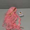 Kaneles Pink Curly Long Wigs for Women Wavy Wig Middle Parting Hair Natural Looking Synthetic Wigs for Halloween Cosplay
