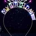DRESBE Light Up Birthday Headband LED Rhinestone My Birthday Headbands Party Favors Hair Accessories for Women (Free Size, Silver)