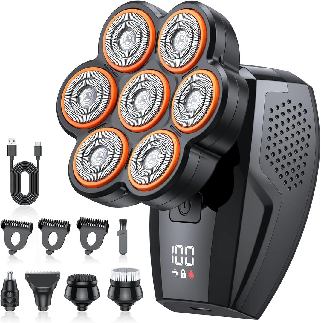 Head Shavers for Bald Men, 7D Electric Razor 10000 RPM High-Speed Mens Head Shaver, LED Display & IPX8 Waterproof for Wet/Dry Use, Fast Rechargeable Shaving Grooming Kit