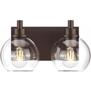 IZORRO Bathroom Light Fixtures, 2-Light Oil Rubbed Bronze Vanity Light, Modern Wall Sconces with Globe Clear Glass Shade, Vanity Lighting Fixtures Over Mirror,E26 Bulb Socket