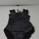 B2prity Womens One Piece Swimsuit Retro Square Neck Tummy Control Bathing Suits Ruched Modest Full Coverage Swimwear (Large, Black and White Spots)