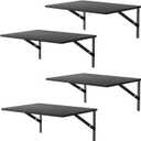 Deep Floating Wall Shelves - 4 Sets of 12 Inch Wide Black Wood Shelves for Bathroom, Bedroom, Kitchen, Living Room (Black Shelves)