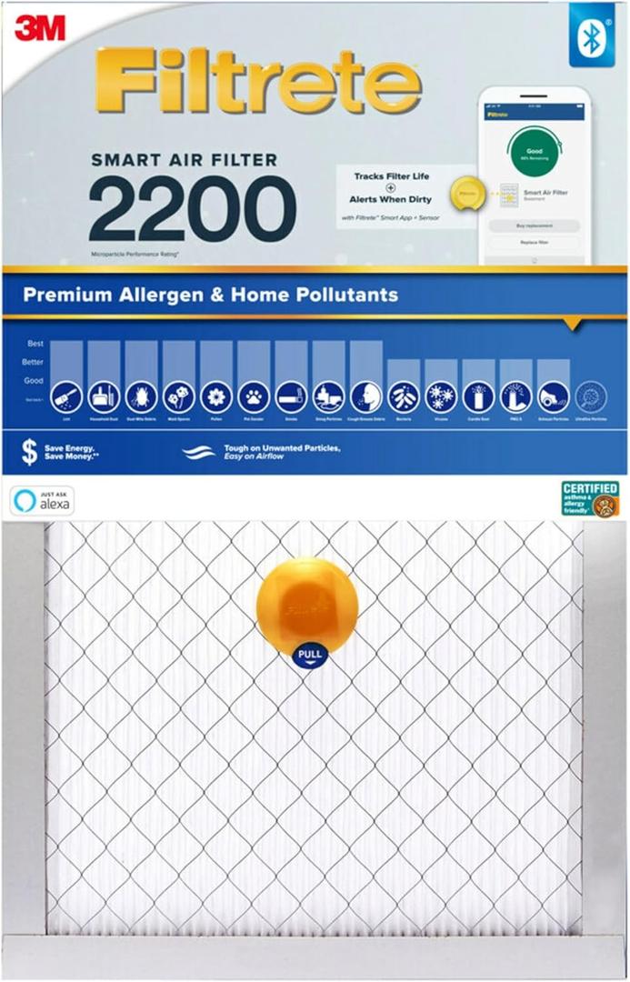 Filtrete 20x30x1 Smart Air Filter, MPR 2200 MERV 13, 1-Inch Premium Allergen & Home Pollutant Air Filters for AC and Furnace, 2 Filters