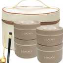 Portable Insulated Lunch Container set, Bento Box Adult Lunch Box Set with Insulated Lunch Bag, 4 Separate Stackable Thermal Food Lunch Container for Adult, Brown