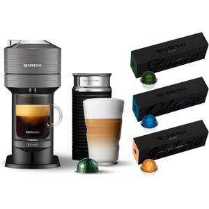 Nespresso Vertuo Next Coffee and Espresso Machine by De'Longhi, Dark Grey w/Aeroccino Milk Frother, One Touch Brew, Single-Serve Coffee and Espresso Maker, With Capsules (BBD 31/10/2026) Dark Grey