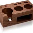 KHAVA Espresso Tamping Station | Wooden Coffee Tamper Station 51-54 mm | Espresso Organizer & Portafilter Holder | Coffee Station Organizer for Countertop | Espresso Accessories for Coffee Bar, Brown