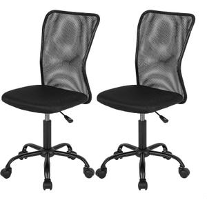 FDW Home Office Chair Mid Back Mesh Desk Chair Armless Computer Ergonomic Task Rolling Swivel Chair Back Support Adjustable Modern with Lumbar Support (Pack of 2, Black)
