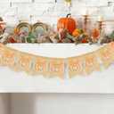 2 x Frienda Fall Thanksgiving Banners Plaid Pumpkin Burlap Banner Bunting Garland Pre-assembled Orange White Check Rustic Autumn Harvest Bunting Flag for Home Wall Mantel Fireplace Hanging Decor