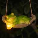 Solar Garden Frog Statue Sleeping in Hammock Resin Indoor Outdoor Lights Hanging Garden Frog Decor Mom Dad Gifts for Patio,Yard