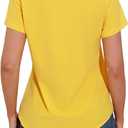 GUANYY Short Sleeve Shirts for Women Plus Size Button Down Blouses Dressy Casual Classic Fit V Neck Tops (Yellow, XXL)