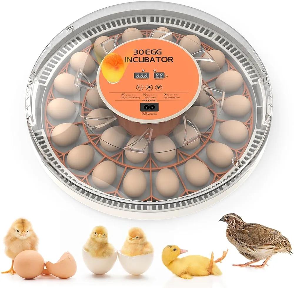 30 Egg Incubator with Automatic Egg Turning, Temperature Control and Humidity Monitor Incubators for Hatching Eggs, Chicken, Ducks, Goose, Pigeon, Quail, Parrot Incubator for Farm, Lab