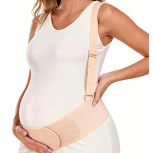 Pregnancy Belly Bands for Pregnant Women, Maternity Belly Band Pregnancy Support Belt with Adjustable Straps (Beige, Medium)