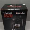 Mueller 12-Cup Drip Coffee Maker - Borosilicate Carafe, Auto-Off, Reusable Filter, Anti-Drip, Keep-Warm Function, Clear Water Level Window Coffee Machine, Kitchen Essentials & Accessories, Black