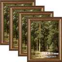 12x16 Gold Vintage Picture Frame Set of 4, Antique Bronze Picture Frames for Wall or Tabletop, 12 x 16 Ornate Photo Frame with Real Glass, Display 8.5x11 Poster with Mat or 16x12 without Mat, 4 Pack