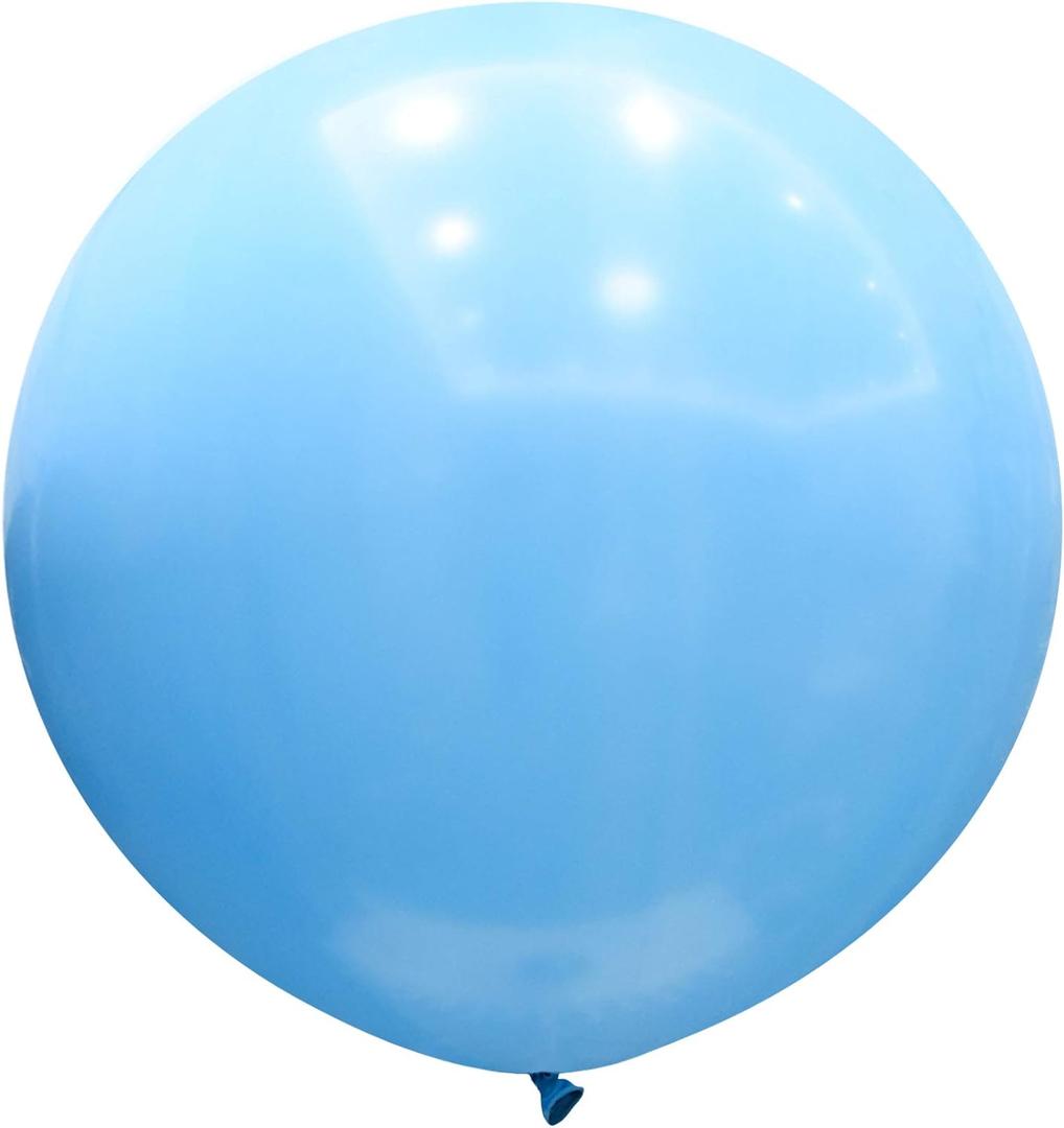 36 Inch Giant Latex Balloons, Standard Light Blue Round Balloons for Birthdays Weddings Receptions Festival Party Decoration, 5 Pcs