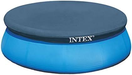 INTEX 28021E Pool Cover: for 10ft Round Easy Set Pools  Includes Rope Tie  Drain Holes  12in Overhang  Snug Fit (9'4" (Round))