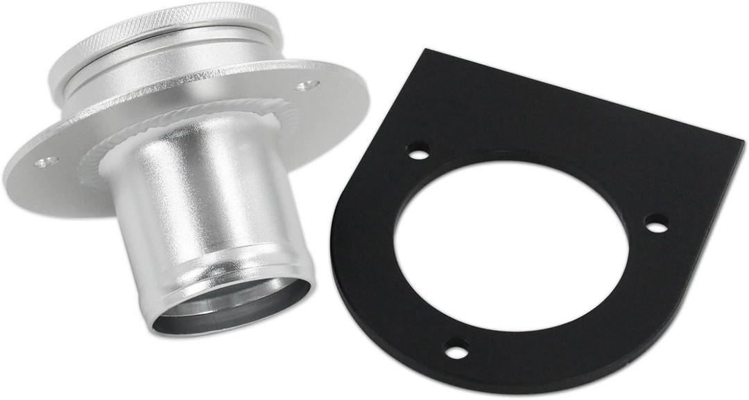 Remote Fuel Tank Filler Neck With Gas Cap and Weld-On Steel Mount Bracket Fit for 2" Filler Hose, 2'' Fuel Cell Filler Neck 17-2530 (silver)