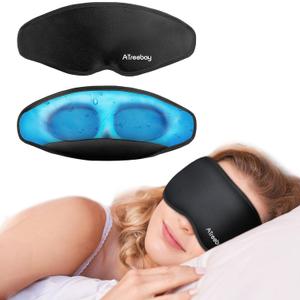 3D Gel Cooling Eye Mask, Weighted Eye mask for Sleeping, 3D Contoured Cup No Pressure Night Blindfold Sleep Mask, Ice Cold Pack Eyes Cold Compress for Puffy Eyes, Dark Circle, Black