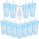 Qinyoung 12 Pcs Last Toast on The Coast Bachelorette Cups 24 oz Last Toast on The Coast Party Cups Bachelorette Plastic Tumblers with Lids and Straws for Bride Bridesmaid Party Supplies Favors Gifts