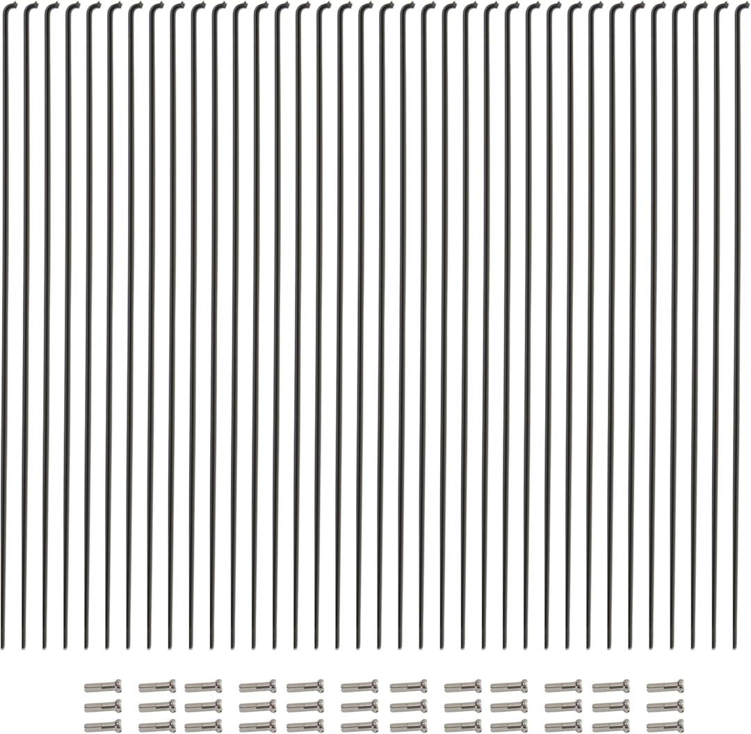 Vincita 36 Pieces 14G J Bend Bicycle Stainless Steel Spokes 254mm - 294mm with Brass Nipples for MTB Wheel Spokes, Ebike, Downhill, Trekking, City Bikes - Replacement/Repair Spokes (254 MM - Black)