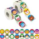5 x 600 Adorable Round Animal Encouraging Incentive Stickers in 16 Designs with Perforated Line Expanded Version (Each Measures 1.5" in Diameter)