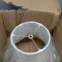 Bell Lamp Shade, Saangseon White Scalloped Lampshade Replacement, 7'' Top x 14'' Bottom x 10.5'' Slant Height x 10'' Vertical Height, Brass Spider (7'' x 14'' x 10'')