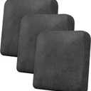 Couch Cushion Covers Leather-Look 3PC Stretch Sofa Seat Slipcover Sets for Living Room Individual Sofa Cushion Cover Couch Seat Protectors, Pet-Friendly, Non-Slip, Easy Fit - Dark Grey