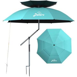 8ft large Beach Patio Umbrella with Sand Anchor, Heavy Duty Wind UV Protection with Tilt & Sun Shade, Portable for Beach, Patio, Travel, Sport, Boat, Outdoor or Garden