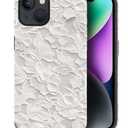 DAIZAG Case for iPhone 14 iPhone 13,White Floral Lace Full-Body Design Hybrid Dual Protection Soft TPU Hard PC Shockproof Scratch-Resistant Protective Cover Phone Case for Men Women