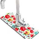 Kitchen Sink Splash Guard Faucet Mat Super Absorbent Fast Drying Mat Sink Gadgets Splash Guard Behind Faucet Drip Catcher for Kitchen (Beautiful Flower, 15x5.5in)