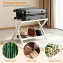 Heybly Luggage Rack, Pack of 2, Folding Suitcase Stand with Storage Shelf, Heavy-Duty Luggage Holder for Guest Room Bedroom Hotel, Holds up to 165 lb, White, HLR010W2