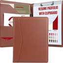 STYLIO Padfolio Folder with Removable Clipboard | Tan (Brown) Color| Portfolio Organizer | Binder with Storage for Notebook, Notepad | Nursing Clipboard Folio | Vegan Leather