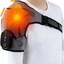 Cordless Shoulder Heating Pad with Massage, Electric Heated Shoulder Wrap with 3 Vibration & 3 Heat, Heating Pads for Rotator Cuff and Frozen Pain Relief,5000mAh Chargeable Powered,Men&Women