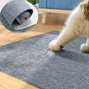 39 x 16 Inch Cat Scratch Pad Sisal Textured Grey Cuttable Carpet Roll for Wall Window Sill Bedside Floor Area Furniture Covering Durable Cat Scratching Mat Self Adhesive Pet Claw Guard, 2 Pieces