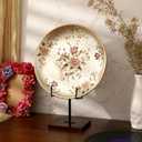 RattanView Picture Stands for Display Metal Frame Wooden Base Plate Holder for Display Wooden Base Black Picture Frame Easel Stand for Home Office Tabletop Book Platter Photo Plaque Holder