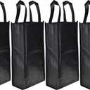 Cosmos 4 Pack Non-Woven 2-Bottle Tote Bag Holder, Reusable Bags Gift Bags, Reusable Gift Bag - Black
