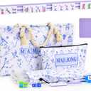 American Mahjong Set with Racks, 166 Purple Tiles, White Mahjong Bag and Accessories, Mahjong Tile Set for Beginners (Mah-Jongg)
