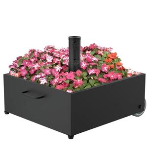 Heavy-Duty Umbrella Base with Wheels,150lb Capacity Fillable Planter Umbrella Stand, Rust-proof Steel Umbrella Holder with Handle & Anti-Collapse Pads, for Outdoor, Patio, Garden, Deck, Poolside, Lawn