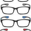 Reading Glasses Men 4 Pairs Ultra Light TR90 Sports Style Blue Light Blocking Readers+1.0 (Black&grey&red&blue)