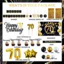 70th Birthday Decorations, Black Gold 70 Year Old Party Decorations for Women Men Backdrop Fringe Curtain Hanging Swirl Balloon Garland Banner Cake Cupcake Topper Sash 124 PCs