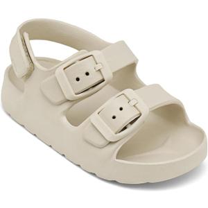 ChayChax Toddler Boys Girls Double Buckle Sandals Children's Adjustable Back Strap Water Sandal (8 Toddler, Beige)