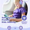 iClever BTH12 Kids Bluetooth Headphones,Colorful LED Lights Kids Headphones Wireless,74/85dBA Safe Volume,85H Playtime,Fast Charging,Bluetooth 5.2,Over Ear,Built-in Mic for iPad/Tablet/Airplane,Purple